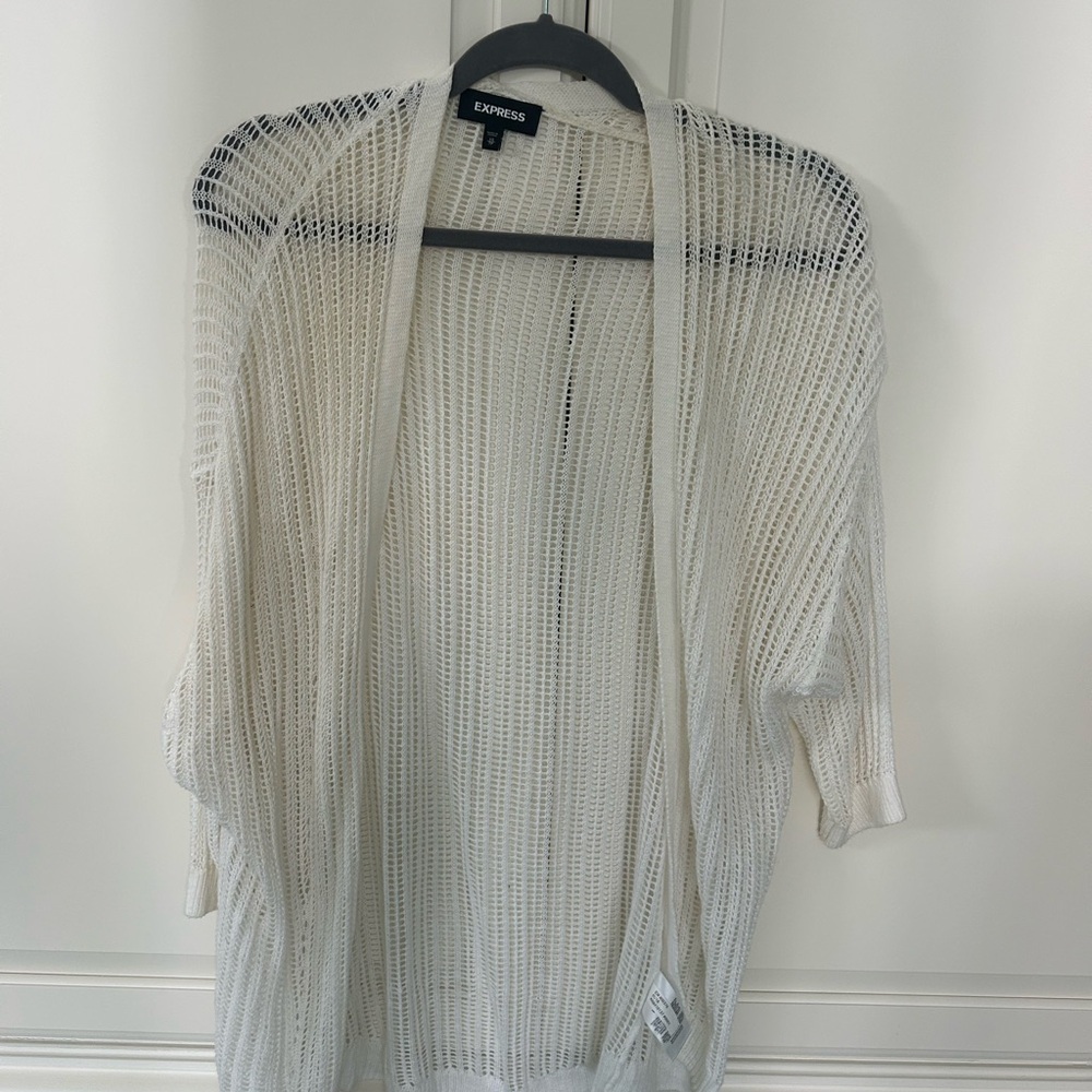Express Women's Cream Open-Knit Cardigan